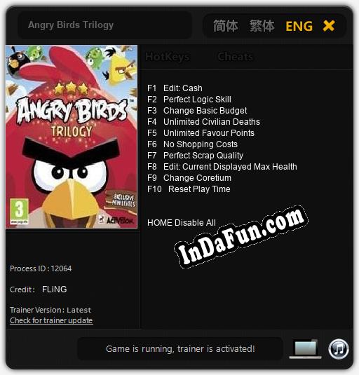 Trainer for Angry Birds Trilogy [v1.0.9]