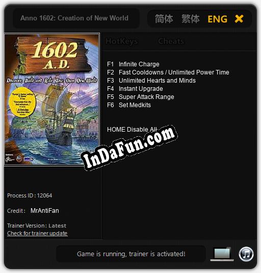 Trainer for Anno 1602: Creation of New World [v1.0.6]