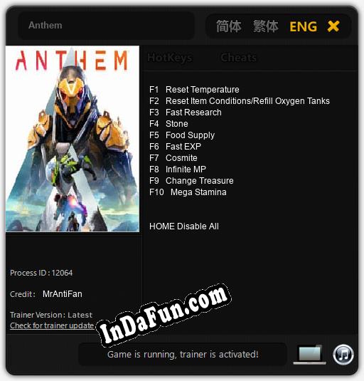 Anthem: TRAINER AND CHEATS (V1.0.67)