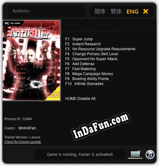 Antikiller: TRAINER AND CHEATS (V1.0.88)