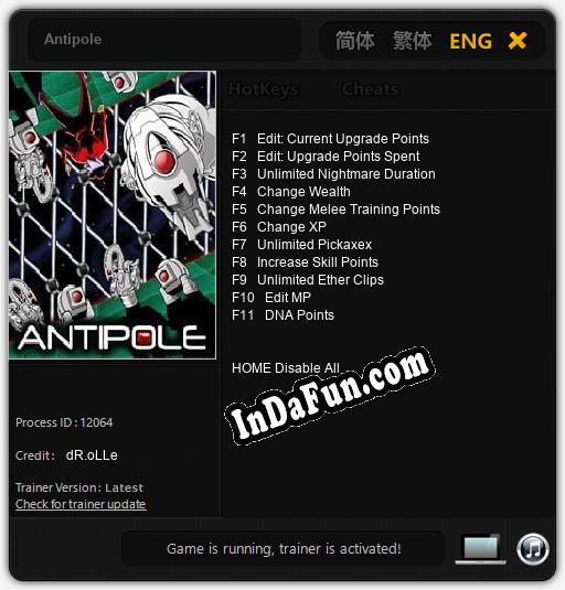 Antipole: Trainer +11 [v1.5]