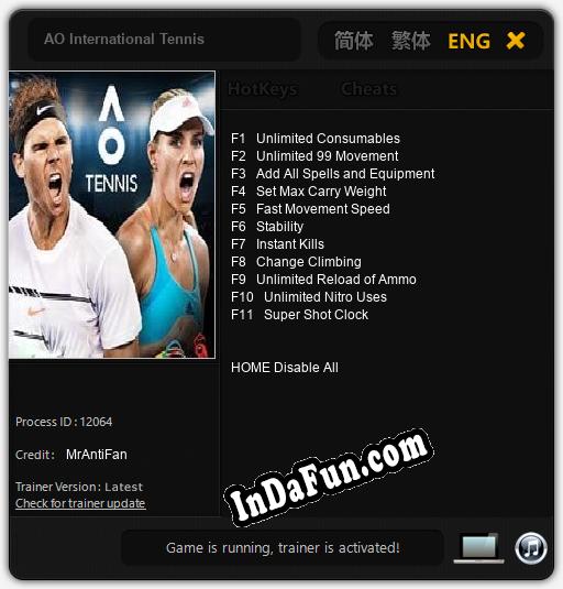 AO International Tennis: Cheats, Trainer +11 [MrAntiFan]