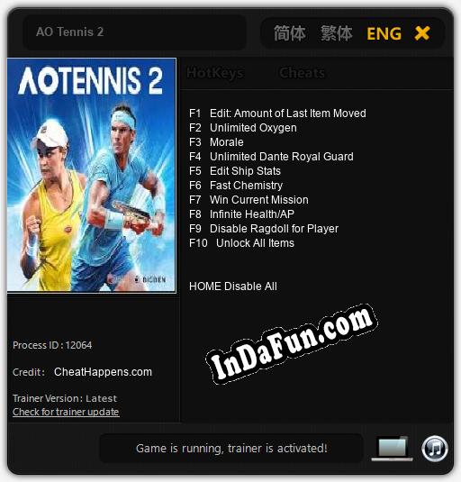 AO Tennis 2: Trainer +10 [v1.2]