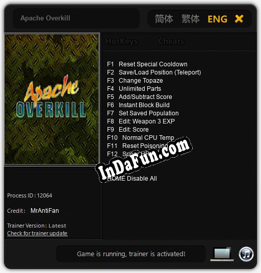 Apache Overkill: Trainer +12 [v1.5]