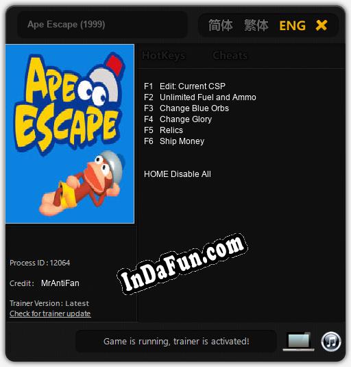 Ape Escape (1999): Cheats, Trainer +6 [MrAntiFan]