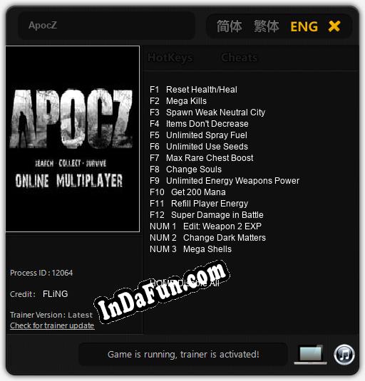 ApocZ: TRAINER AND CHEATS (V1.0.96)