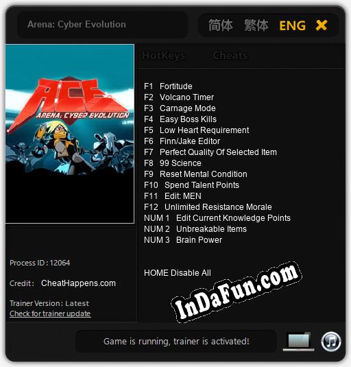 Arena: Cyber Evolution: TRAINER AND CHEATS (V1.0.67)