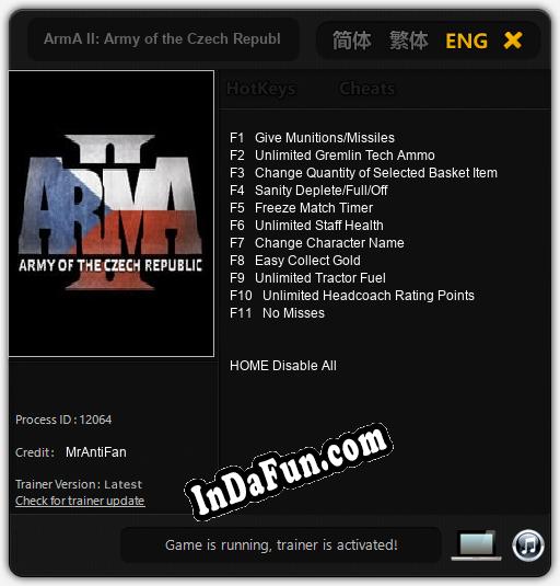 ArmA II: Army of the Czech Republic: TRAINER AND CHEATS (V1.0.54)