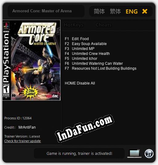 Armored Core: Master of Arena: TRAINER AND CHEATS (V1.0.19)