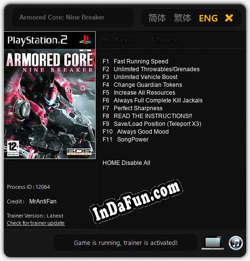 Armored Core: Nine Breaker: Cheats, Trainer +11 [MrAntiFan]