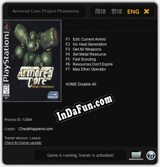 Armored Core: Project Phantasma: TRAINER AND CHEATS (V1.0.32)