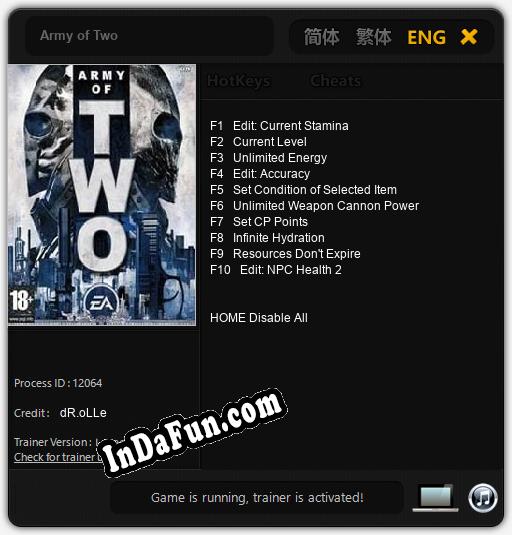 Army of Two: Cheats, Trainer +10 [dR.oLLe]