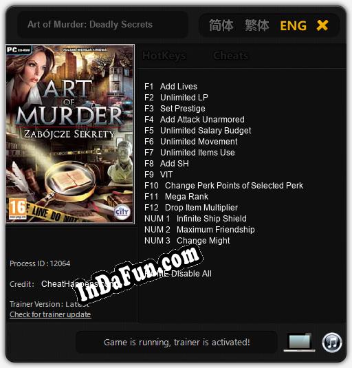 Trainer for Art of Murder: Deadly Secrets [v1.0.3]