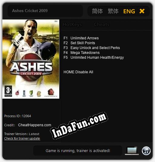 Ashes Cricket 2009: Cheats, Trainer +5 [CheatHappens.com]