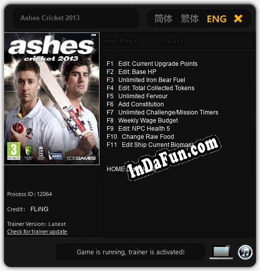 Ashes Cricket 2013: Trainer +11 [v1.5]