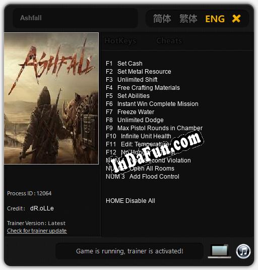 Ashfall: TRAINER AND CHEATS (V1.0.59)