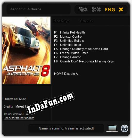 Asphalt 8: Airborne: Trainer +8 [v1.9]