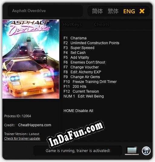 Asphalt Overdrive: TRAINER AND CHEATS (V1.0.12)