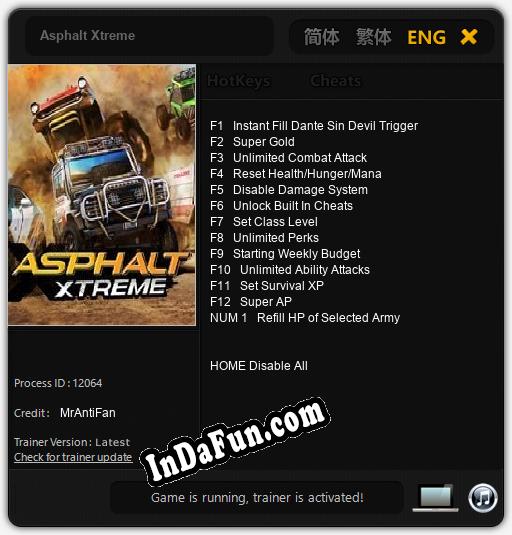 Asphalt Xtreme: TRAINER AND CHEATS (V1.0.3)