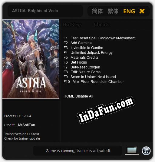 Trainer for ASTRA: Knights of Veda [v1.0.8]