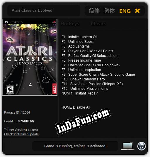 Atari Classics Evolved: Cheats, Trainer +13 [MrAntiFan]