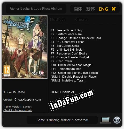 Trainer for Atelier Escha & Logy Plus: Alchemists of the Dusk Sky [v1.0.7]