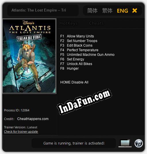 Atlantis: The Lost Empire – Trial by Fire: Trainer +8 [v1.4]