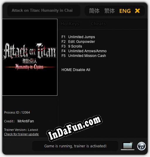 Attack on Titan: Humanity in Chains: Cheats, Trainer +5 [MrAntiFan]