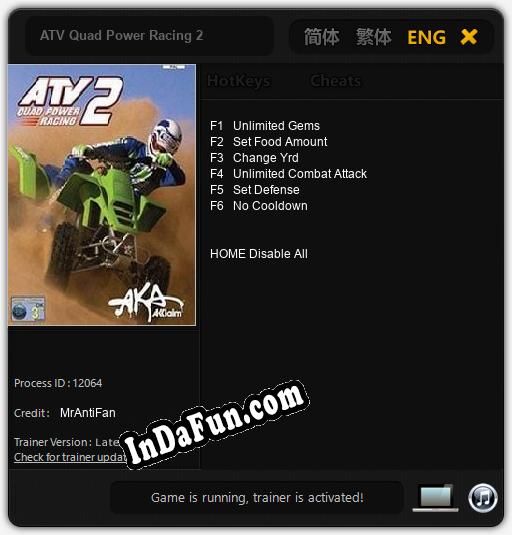 Trainer for ATV Quad Power Racing 2 [v1.0.3]