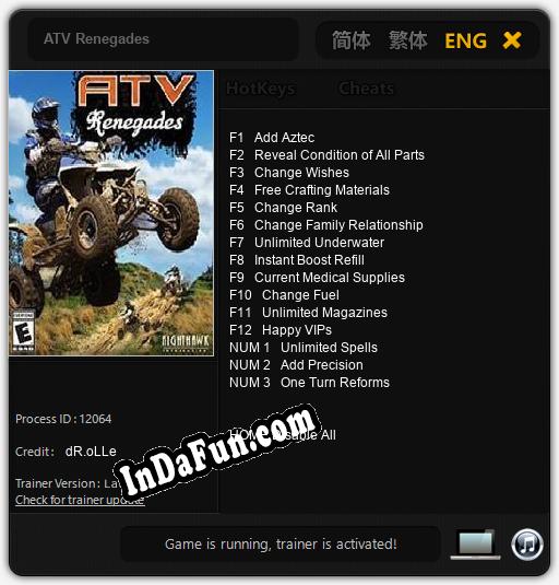 ATV Renegades: Cheats, Trainer +15 [dR.oLLe]