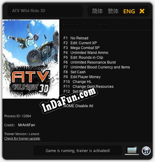 Trainer for ATV Wild Ride 3D [v1.0.4]