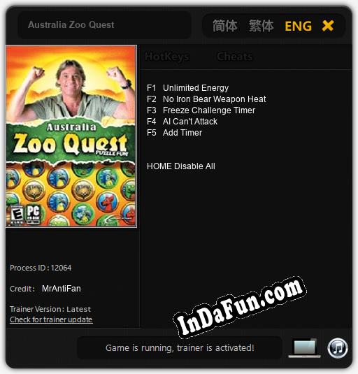 Trainer for Australia Zoo Quest [v1.0.8]