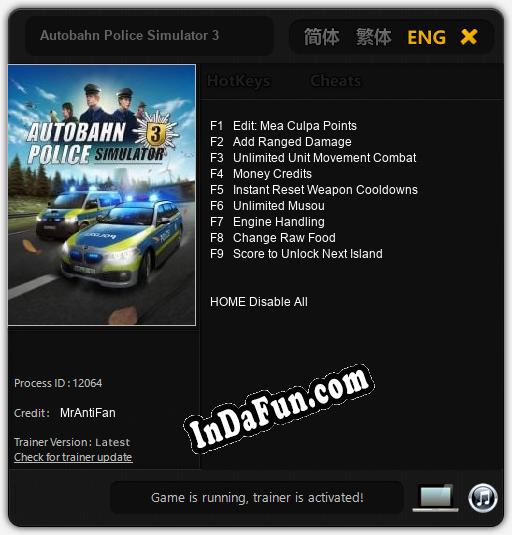 Autobahn Police Simulator 3: Trainer +9 [v1.1]