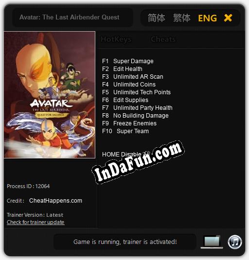 Avatar: The Last Airbender Quest for Balance: Trainer +10 [v1.4]