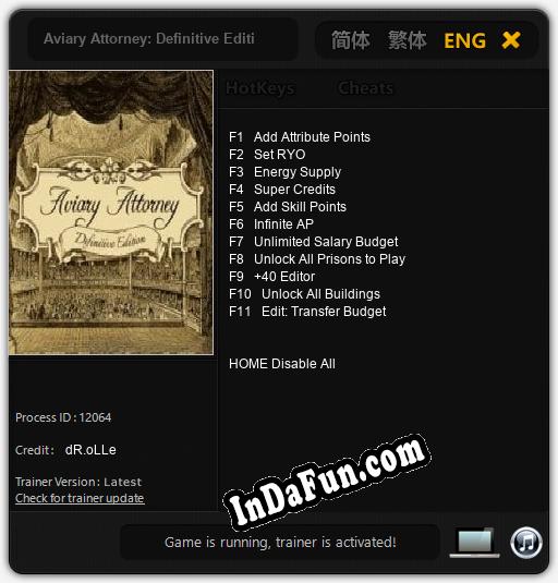 Aviary Attorney: Definitive Edition: Trainer +11 [v1.2]