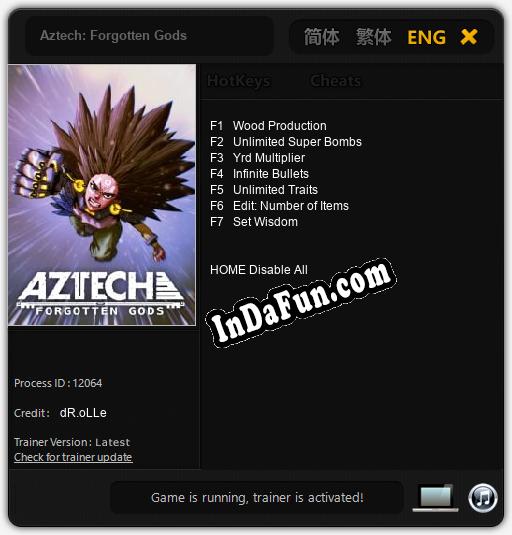 Trainer for Aztech: Forgotten Gods [v1.0.1]