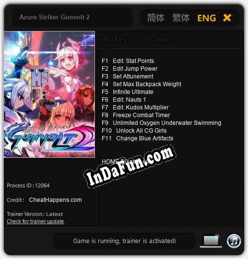 Azure Striker Gunvolt 2: Cheats, Trainer +11 [CheatHappens.com]