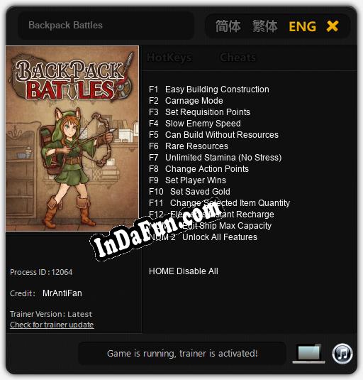 Backpack Battles: TRAINER AND CHEATS (V1.0.47)