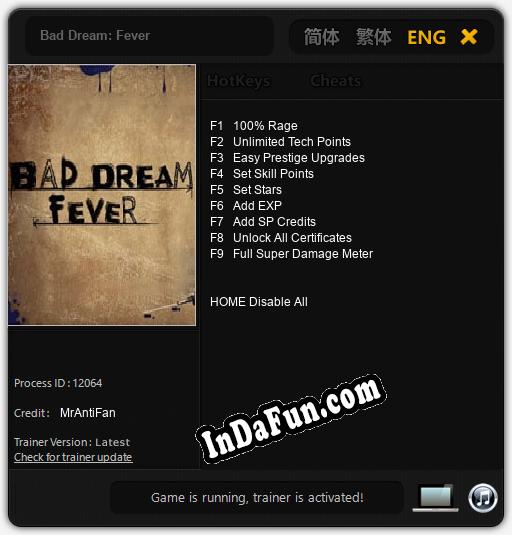 Bad Dream: Fever: Cheats, Trainer +9 [MrAntiFan]