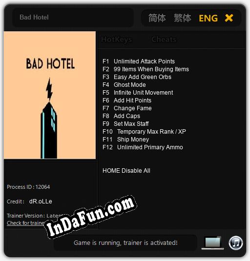 Bad Hotel: Trainer +12 [v1.2]