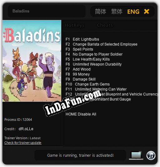 Trainer for Baladins [v1.0.5]