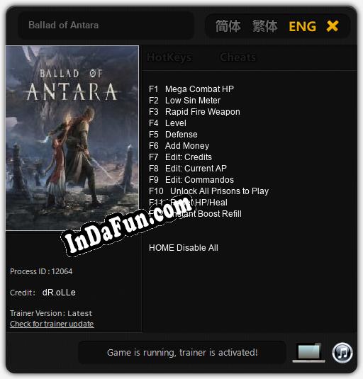 Trainer for Ballad of Antara [v1.0.3]