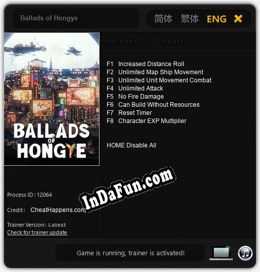 Trainer for Ballads of Hongye [v1.0.2]