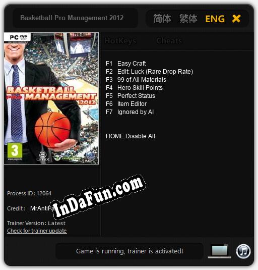 Trainer for Basketball Pro Management 2012 [v1.0.6]