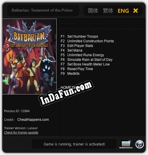 Batbarian: Testament of the Primordials: Cheats, Trainer +9 [CheatHappens.com]