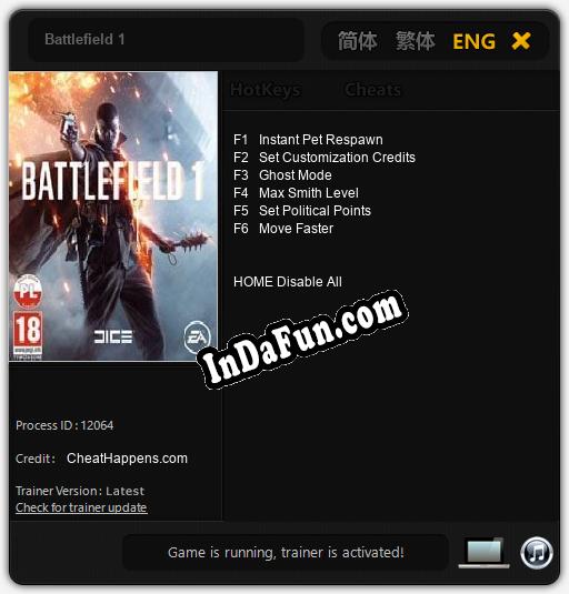 Battlefield 1: Trainer +6 [v1.6]