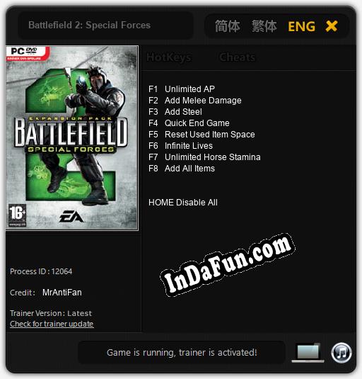 Battlefield 2: Special Forces: TRAINER AND CHEATS (V1.0.41)