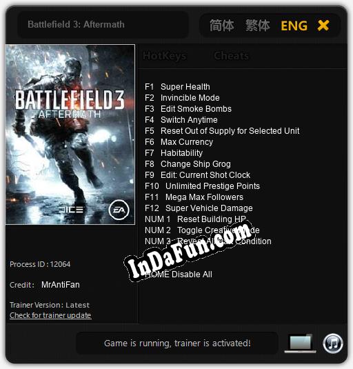 Battlefield 3: Aftermath: TRAINER AND CHEATS (V1.0.32)