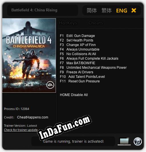 Trainer for Battlefield 4: China Rising [v1.0.2]