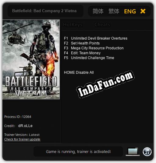 Battlefield: Bad Company 2 Vietnam: Cheats, Trainer +5 [dR.oLLe]